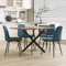 GOLDFAN Holz Esstisch Set 4 Esszimmerstühle Rechteck Esszimmertische und 4 Stühle Schwarze Metallbeine Kleines Wohnzimmer Büro Tisch Set, blau