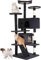 FDW Arbre à Chat Hauteur 177 cm Tour de Jeux pour Chat avec 2 Niches 3 Plateformes 2 Boules en Sisal Arbre à Grimper Multi-Niveaux Idéal pour 3-4 Chats Gris Foncé