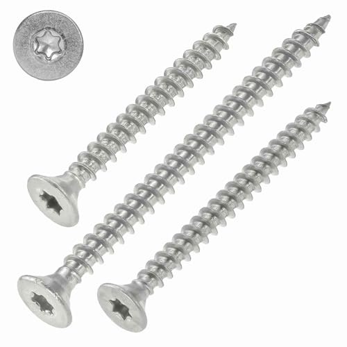 Spanplattenschrauben Edelstahl A2 – 4,5x40 mm, 100 Stück mit Vollgewinde, Torx, Senkkopf, ETA Zulassung, Edelstahlschrauben TX20