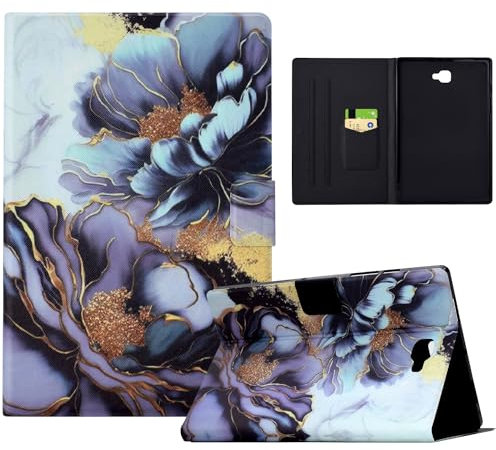 Mldjomid Funda para Samsung Galaxy Tab A 10.1 2016 (SM-T580/T585)Carcasa Cuero PU Flip Tablet Case Cover con Ranura para Tarjetas y Función de Soporte para Samsung Galaxy Tab A 10.1, Flores de Peonía
