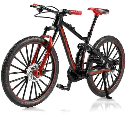 Risopen 1:8 Skala Druckguss Metall Mini Mountainbike Fahrrad Modell Spielzeug Finger BMX Geschenk Desktop Dekoration Handwerk für Radfahren Liebhaber (rot)