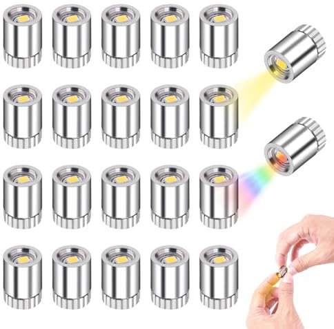 Indrnif 20 Stück Mini LED Lichter für Puppenhäuser,Mini-Lichter zum Basteln,Mini-Lichter zum Selbermachen,Miniatur Lichter für Spielzeug Bausteine, Vitrinen(Vollfarbe + Warmweiß)