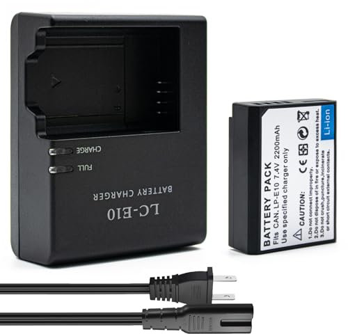 YUEFANSEN LC-E10 Battery Charger Pack, LP-E10 Lithium-Ion Battery Charger Bundle 2200mAh EOS Rebel T7, T6, T5, T3, T100, 4000D, 3000D, 2000D, 1500D, 1300D & More (Not for T3i T5i T6i T6s T7i)