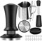 WwuHua Espresso Zubehör Set, 22pcs Tamper Set, Umfassendes Barista Zubehör Enthält 51mm Tamper,Tamper Matte, Rührlöffel, Aufschäumkrug,Rührlöffel, Latte Art Stift und Dekorative Schablonen (Oval-004E)