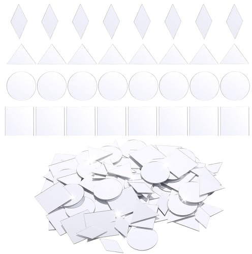 Giantree 120 piastrelle a mosaico, piastrelle a mosaico per artigianato, piccolo specchio quadrato a specchio, piccolo specchio quadrato autoadesivo, quadrato in acrilico, triangolare, rombo,
