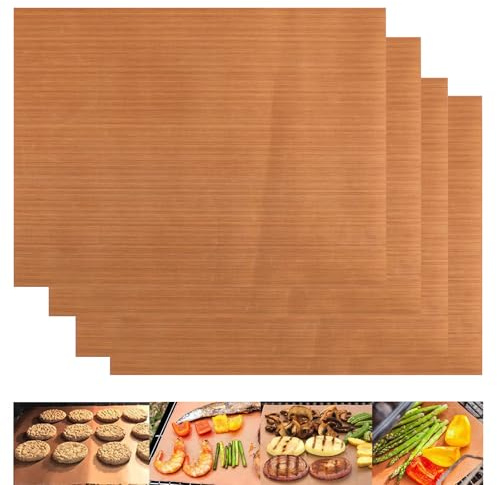 Backpapier Wiederverwendbar,4 Pcs Glasfaser Backmatten wiederverwendbare Grillmatte Baking Paper Backpapier Braun Antihaft Dauerbackfolie für Grill, Brot, Keks, Backen