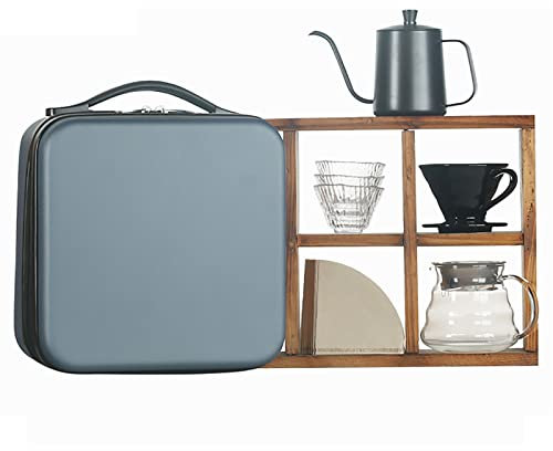 Juego de regalo de cafetera de acero inoxidable 304 con cuello de cisne, molinillo de café V60, filtro de goteo, kit completo de accesorios de café con bolsa de viaje, perfecto para el hogar o viajes