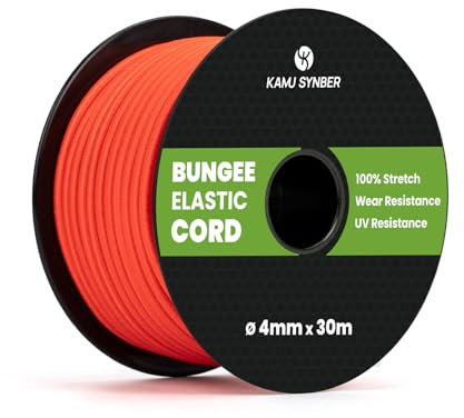 Kamu Synber Gummiseil 4mm x 30m Expanderseil Spanngummi Spannseil Gummischnur für Anhänger, Sonnensegel, Plane | UV Beständig Wetterfest | Orange