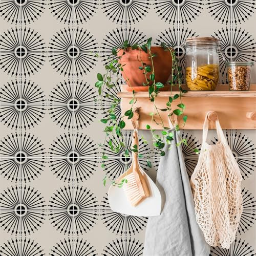 Fliesenaufkleber 15X15 Schwarzes Muster Klebefliesen,Küche Wandaufkleber,Diy Fliesenfolie Für Badezimmer，Wasserdicht Selbstklebende Treppenaufkleber（25Pcs）