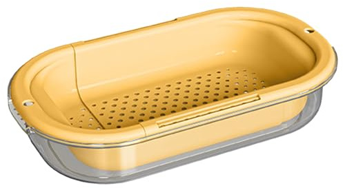 Over The Sink Colander Strainer Basket - Pasta Strainer Over Sink | Fruit Cleaner Basket | Fast Drain Cooked Pasta and Dry Dishes | Adjustable Over The Sink Colander Drainer Basket for Ho