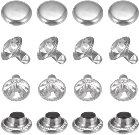 TIXIPEM Rivets En Strass Clair 8 mm / 0.31 Pouce [100pcs] - Rivets En Cristal Pour Vêtements & Performances & Arts & Travail Du Cuir DIY - Studs Transparents Pour Vêtements