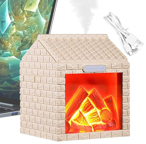 Humidificador Difusor de Aceite Esencial con Chimenea | Humidificador de Aire con Luces LED y Función de Aromaterapia - Vapor Frío Decorativo para Dormitorios SPA Oficinas
