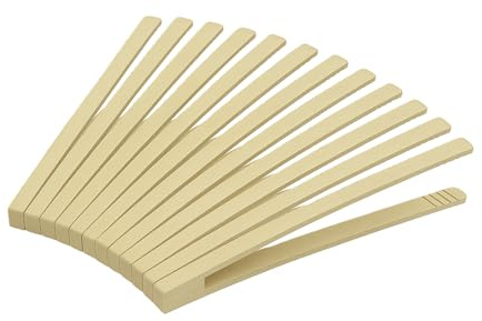 MC-Trend Lot de 12 pinces à barbecue en bois de hêtre - 30 cm - Pinces de cuisine durables avec rainures - Fabriquées en Europe (12)