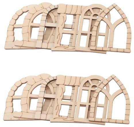KOCKSHION Kit Mini Finestra in Legno Grezzo per Ragazza Accessorio Fai da Te per Decorazioni da Set 25 Pezzi per Creativo