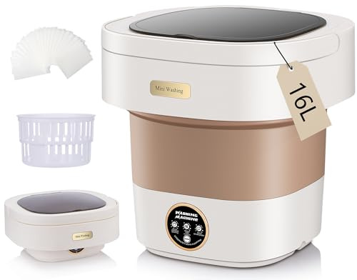 Portable Washing Machine Pink, 16L Upgraded with Spin Basket & 30 Laundry Detergent Sheets, 3 Cleaning Modes for Small Clothes, Foldable Mini Laundry Machine for Home, Apartment, Hotel & Camping