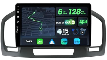 BXLIYER -[Eingebaut 4G DAB]- 6G+128G - Autoradio für Opel Holden Insignia (2008-2014) - Android 15 Radio - Carplay/Android Auto - Kamera + MIC - QLED 9 Zoll 2 Din 8-Core - Lenkradsteuerung HDMI DSP
