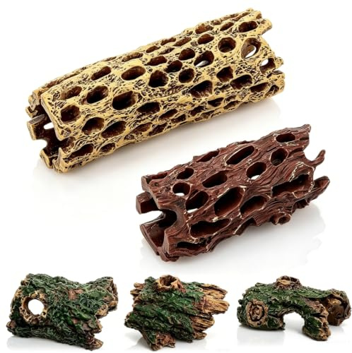 5 Stück Garnelen Versteck Aquarium Aquarium Deko Harz PVC Moos Nano Tank | 5er Pack Röhren Kunstharz PVC Material Moos Textur Hoehle Ornament für Süßwasser Becken Aquascaping Zubehör