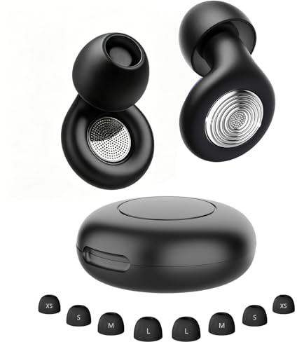 Tappi Orecchie Dormire, 2026 Nuovo 45dB Antirumore Quiet Silicone Auricolari, Protezione dell'udito, Riutilizzabile Earplugs con 8 Punte (XS/S/M/L) e Custodia per Concerti/Aerei/Sleep/Viaggiare - Nero
