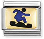 Nomination Composable Classic Sports Edelstahl, Email und 18K-Gold (Snowboarder BLAU) 030203