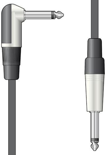 Citronic Classic Guitar Cable Mono 6.3mm Male to Male Jacks One Right Angled Jack Shielded Audio Cable for Studio & Live Use 6.0 Metre Black