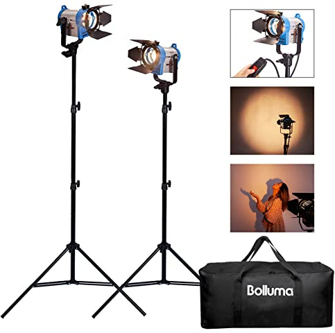 2x150W Fresnel Tungstène Halogène Spotlight Studio Projecteur Lumière Vidéo Eclairage Youtube Continu, Trépieds et Sac de Transport pour Film Photographique Télévision Photo