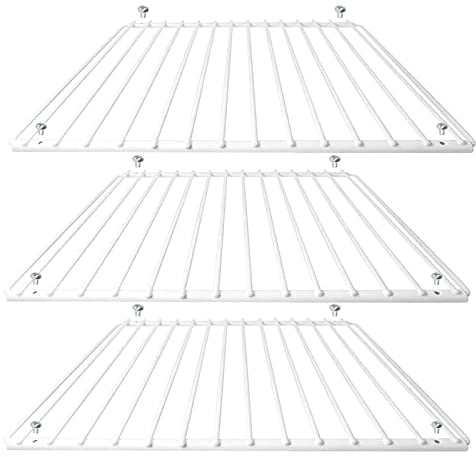 SPARES2GO Universal Fridge Refrigerator Freezer Shelf (Pack of 3 Shelves, White, Adjustable, Plastic Coated, Extendable Arms)