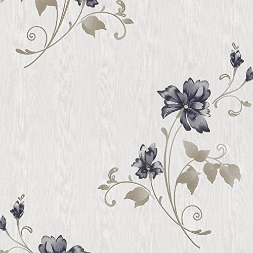 Vliestapete Blumen blau grau Tapete P+S Pure+Easy 13285-30