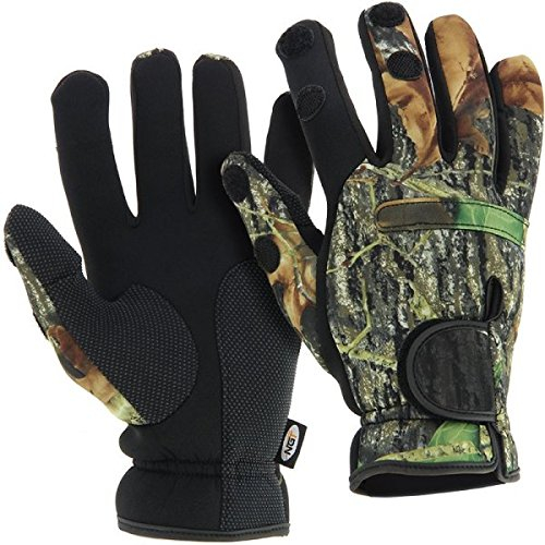 NGT Neopren Fischen Jagen Schiessen Split Finger Winterhandschuhe - Camo, Large