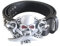 Jean's Friend New Gothic Skull Belt Gürtel Buckle Gürtelschnallen With Black Studded Genuine Leather Belt Gürtel (L 45 inches 115 cm)