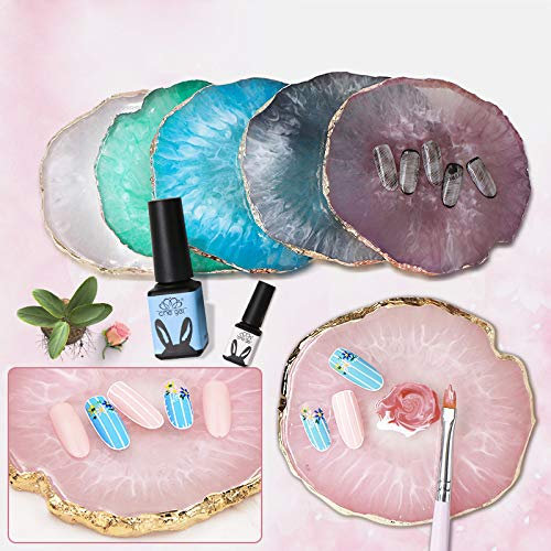 Salmue Nagelpalette Rosa, Nagel-Art-Palette aus Harz mit Goldrand für Nagel DIY Design, Nagellack Make up Pallete Nail Art Polnisch Tool