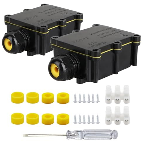 Helunsi IP68 Waterproof External Junction Box, 2 Way Outdoor Junction Box