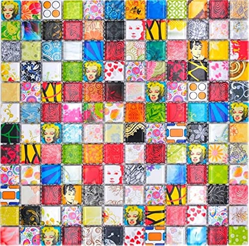 Keramik Mosaik bunt Mosaikfliese Retro Vintage POP UP Marilyn Monroe Mosaikfliese MOS18D-1605