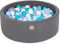 MEOWBABY Piscina de Bolas 90X30cm/200 Bolas ∅ 7Cm Piscina de Bolas Certificada para Niños Hecha en EU Gris Oscuro: Blanco/Transparente/Turquesa/Azul Bebé