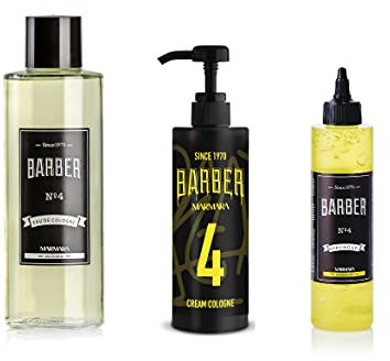BARBER MARMARA Shaving Set No.4 | Rasierset für Männer | Transparentes Rasiergel 250ml | Eau de Cologne 500ml | Aftershave Cream Balsam-Lotion 400ml | Barbershop-Friseur | Rasur Vor-Nachbehandlung