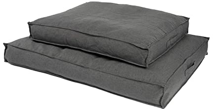 JAMAXX Premium Hundekissen in edler Leinen-Optik - Orthopädisch Memory Visco Schaumstoff/Waschbar Abnehmbarer Bezug/Wasserabweisender Innenbezug - Hundebett PDB1005-120x90 (L) dunkel-grau