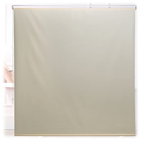 Relaxdays 10034184_1049 Shower Roller Blind 160 x 240 cm with Pulley for Showers and Bathtubs, Ceiling and Windows, Bathroom Roller Blind Water-Repellent, Beige
