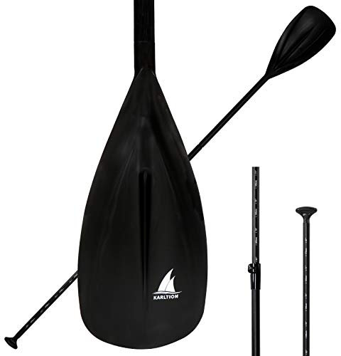Karltion SUP Paddle - 3 palas ajustables de aluminio con hoja de fibra de vidrio para surf, flotación, deportes acuáticos, color negro