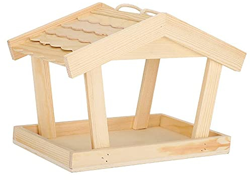 ANCLLO Vogelfutterstation aus Holz für den Außenbereich, dekoratives Vogelhaus, Zubehör für Spechte, Kardinale, große Vögel