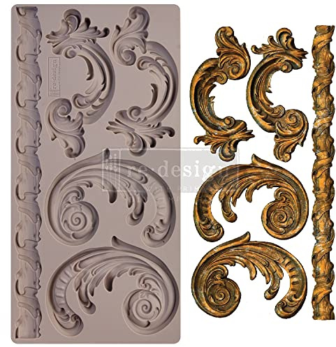 Redesign With Prima Redesign Decor Moulds Lilian Scrolls-5x10x8mm Crafting Resin Molds for air Dry Clay DIY Projects Funiture Dresser, Chocolate,Cake,Candy,Backery,Soap,Polymer Clay,hot Glue