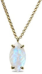Anemone Marquise Mondstein Anhänger Halskette - Elegante Edelstein Charme Halskette - Artisan Gold Halskette für Frauen - Bohème, Mode, Braut, Geschenke für Sie - Anpassbare Länge