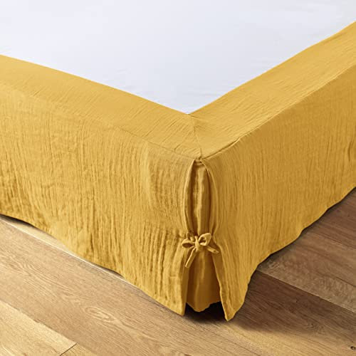 Cache-sommier Gaze de Coton 140 x 190 cm Gaia Jaune Safran