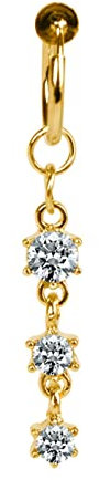 Beydodo 14g Faux Piercing Nombril sans Trou, Bijoux Piercing Nombril Femme Acier Chirurgical Pendentif Long avec Zircone
