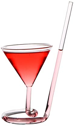 RosyFate Spirale Cocktail Glas, Kreative Vampire Teufelsweinglas, Transparent Cocktail-Strohbecher mit Eingebautem Trinkhalm, Saftglas, Whisky Glas, cocktailgläser, für Hausbar und Hotels
