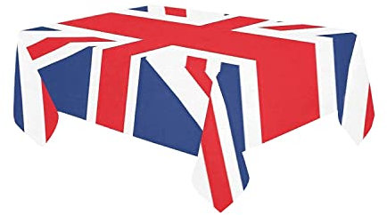 Trimming Shop Union Jack Table Cover 137cm x 180cm, Wipe-clean Plastic Tablecloth Great British Flag UK Tablecloth King Charles III Birthday Table Decorations Home Party Supplies