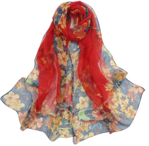 FAIRYGATE Chiffon Schal Rot Damen Schals & Tücher für Damen Chiffon Georgette Schal Stola für Abendkleider in Verschiedenen Farben 51022