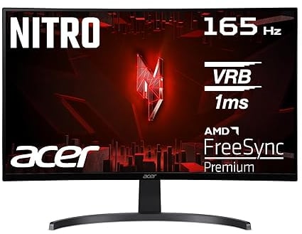 Acer Nitro ED273P Gaming Monitor 27 (schermo 69 cm) Full HD, 165Hz, 1ms (VRB), HDMI 2.0, HDMI 1.4, DP 1.2, Curved, FreeSync Premium, UM.HE3EE.P14, nero