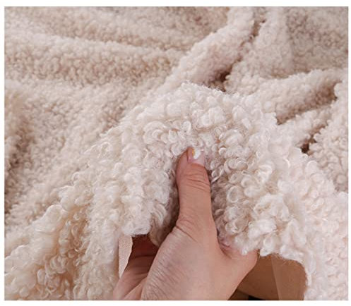 Sherpa Fleece Kunstpelz Kunstfell Stoff 160x50cm Hohe Dichte Soft Faux Schaffell Stoff für Nähen, Spielzeug, Kissen, Kostüm, DIY Basteln(Color:Beige)