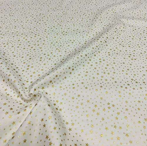 Christmas Fabrics - Stars - 100% Quality Cotton Louden - Rose & Hubble - Per 0.5 Metre - Sewing Quilting Bunting Dress Fabric - Simply Sew Crafty™ (Ivory)