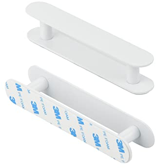 Milti Türgriff selbstklebend aus gebürstetem Edelstahl 304 [2 Stück, Weiß] Design Schrankgriff ohne bohren für Türen und Schubladen, Hochwertiger 3M Kleber