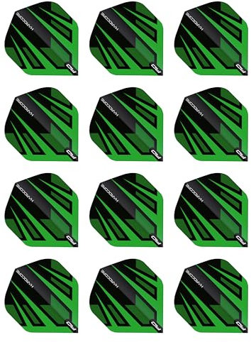 RED DRAGON Hardcore Radical Grün und Schwarz Fan Dartflug - 4 Set pro Packung (insgesamt 12 Dart-Flights)